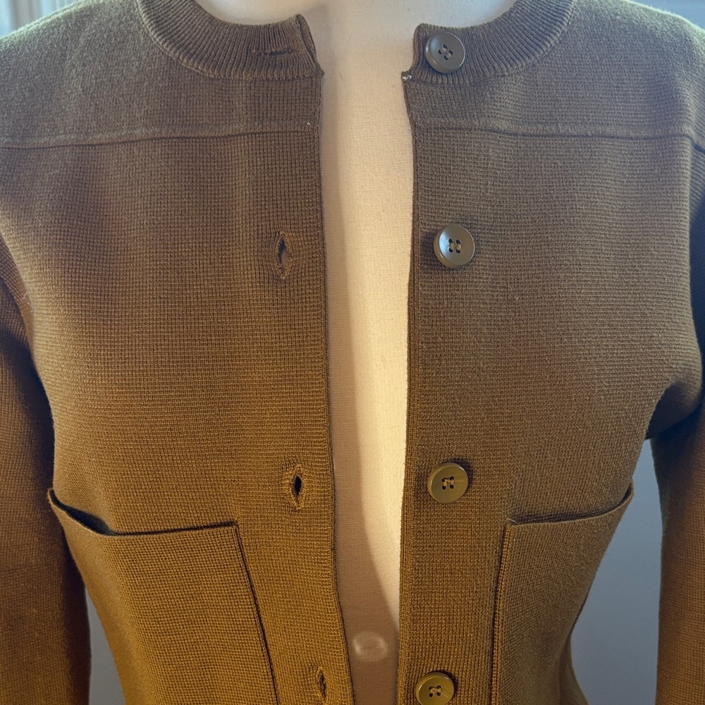 Zara Olive Cropped Button Cardigan - Picture 3 of 7